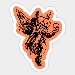 Punk Jack O Lantern Dancing Halloween Pumpkin with Crow Sticker